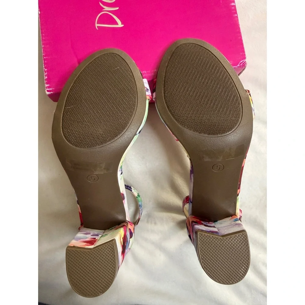 Dream Pairs Women Floral Chunky Block Heel Sandals Ankle Strap Shoes Size 5